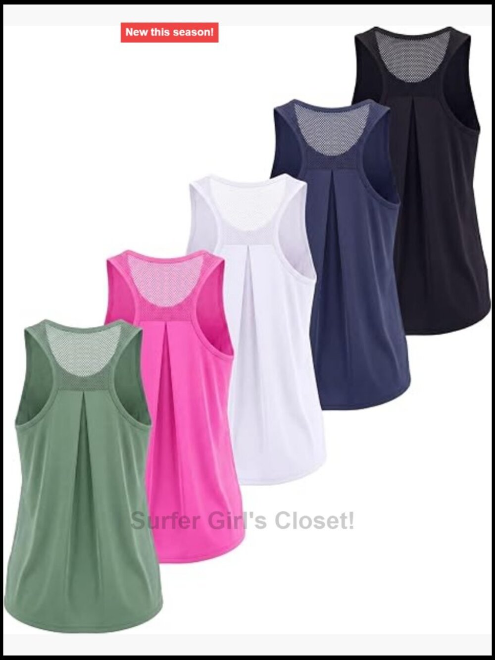 5 Pack Womens Mesh Tank Tops Workout Athletic Racerback Yoga Gym